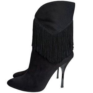 Nina Faux Suede Fringe Boots